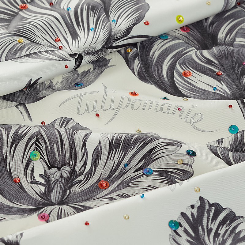 Embroidered Tulipomanie scarf 90 | Hermès USA